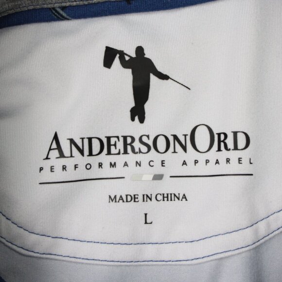 Anderson Ord AOP Polo Shirt Men Large Blue Beach All Over Print Poly Stretch S/S - Picture 9 of 16